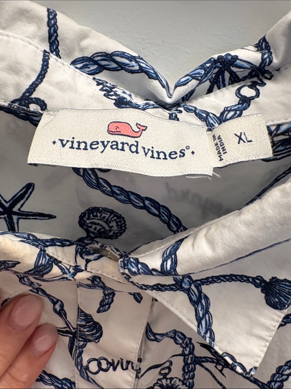 Vineyard Vines White Sleeveless Shift Dress with Navy Nautical Print XL - Picture 3 of 6